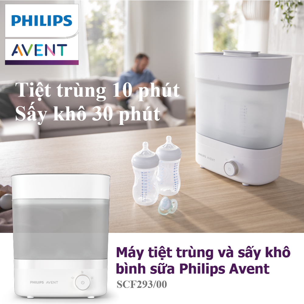 Máy tiệt trùng bình sữa và sấy khô Philips Avent Starlight plus 293.00