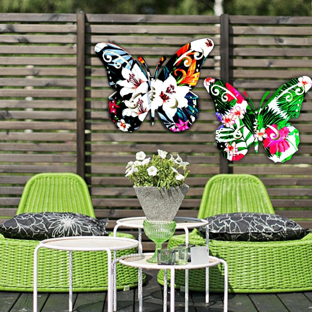 Garden Art Metal Butterfly Ornaments Wall Art Decor Outdoor,2 Pack Colorful Garden Wall Sculptures Indoor or Outdoor Home Decorations(Butterfy) MMJQ