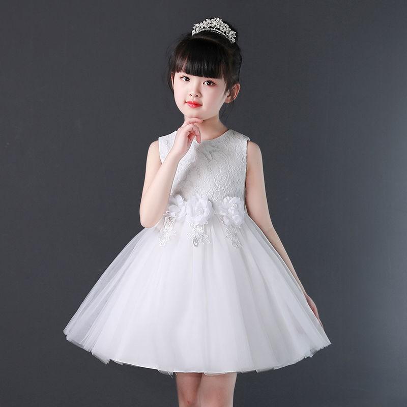 Váy công chúa thêu ren cài hoa tặng kèm vương miện