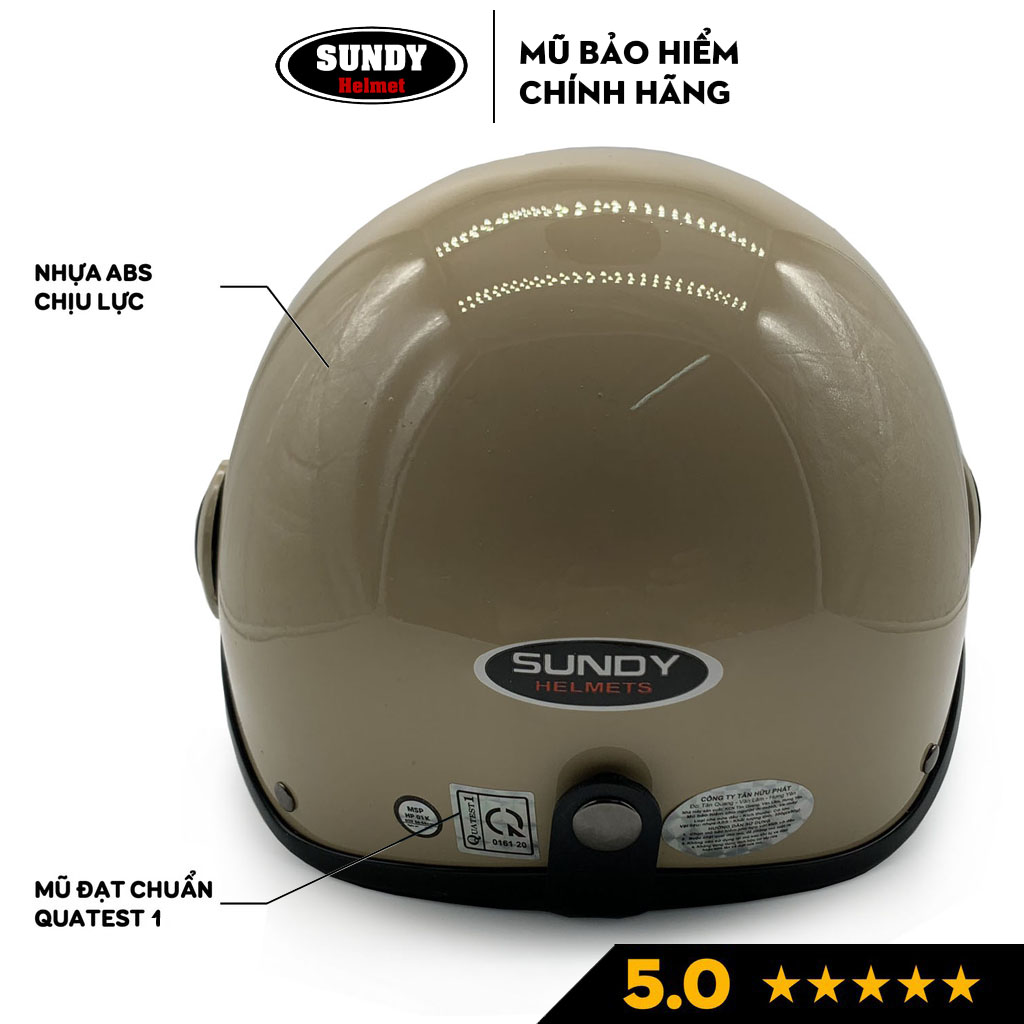 Mũ Bảo Hiểm Nửa Đầu Có Kính SUNDY HP-01K, Nón Bảo Hiểm An Toàn, Thời Trang, Nhiều Màu Cá Tính, Freesize - Hàng Chính Hãng