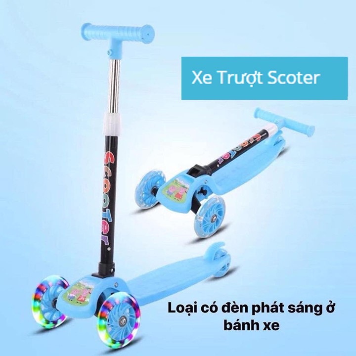 Xe Trượt Scooter Bé Xanh 3 Bánh Có Bánh Xe Phát Sáng Bé Trai Bé Gái