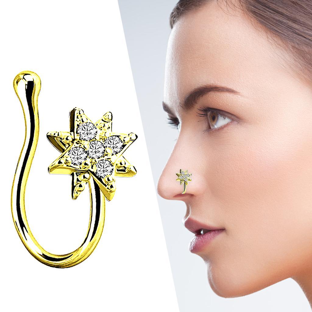 3 Pieces Crystal U Shaped Fake Nose Rings 18G Hoop No Piercing Non Pierced