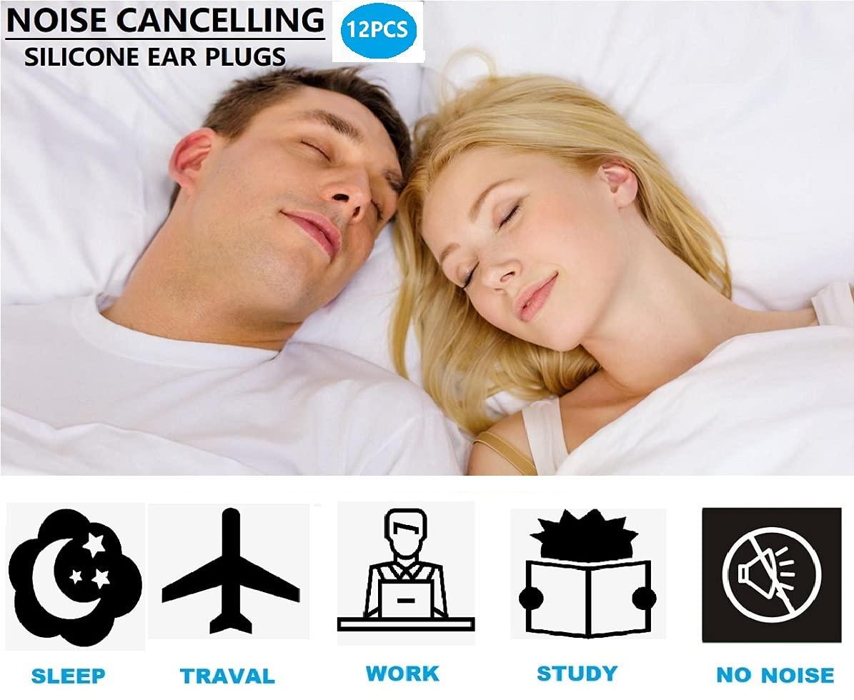 Nút Tai Silicon, 12 Cái Có Thể Tái Sử Dụng Tiếng Ồn Ngủ Nút Tai Chặn Âm Thanh Nút Tai Ngủ Buổi Hòa Nhạc Học Tập