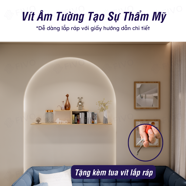 Kệ Gỗ Treo Tường Chữ J FB42 FIVO Gỗ MDF Lõi Xanh Chống Ẩm, Thiết Kế Âm Tường, Đa Dạng Cách Trang Trí, Chịu Lực Tốt Giá Rẻ