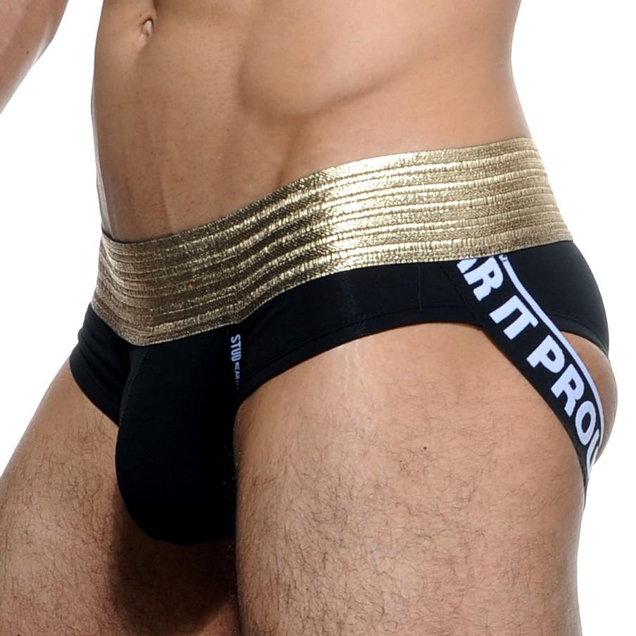 Quần lót nam tam giác STUD màu vàng/đen Men's Fashion Underwear Gold / Black U1044AJS22