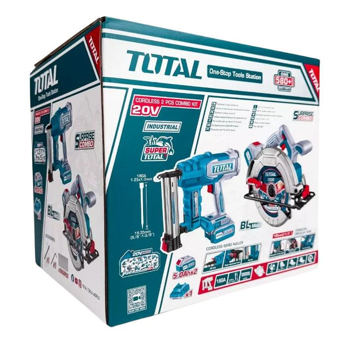 BỘ COMBO MÁY BẮN ĐINH TCBNLI2005 &amp; MÁY CƯA ĐĨA TRÒN KHÔNG CHỔI THAN TSLI1851 DÙNG PIN 20V TOTAL TOSLI240866 - HÀNG CHÍNH HÃNG