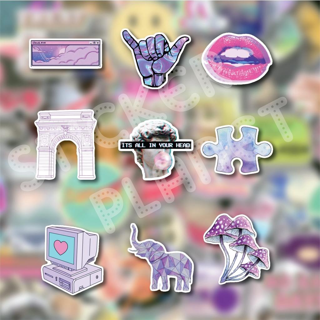 Sticker Purple tone chống thấm nước trang trí mũ bảo hiểm, đàn, guitar, ukulele, điện thoại laptop chủ đề màu tím