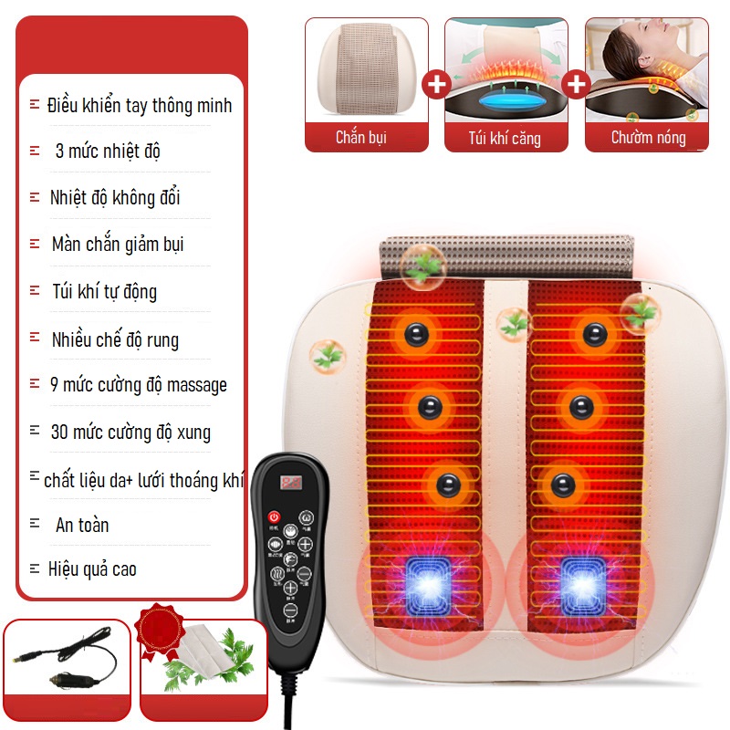 Gối massage lưng , cổ, vai, gáy hồng ngoại cao cấp