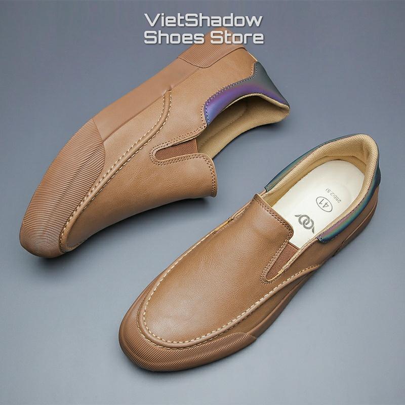 Slip on, giày lười nam thương hiệu BAODA - Chất liệu da PU, đế cao su 3 màu kaki, đen, ghi - Mã SP 22405