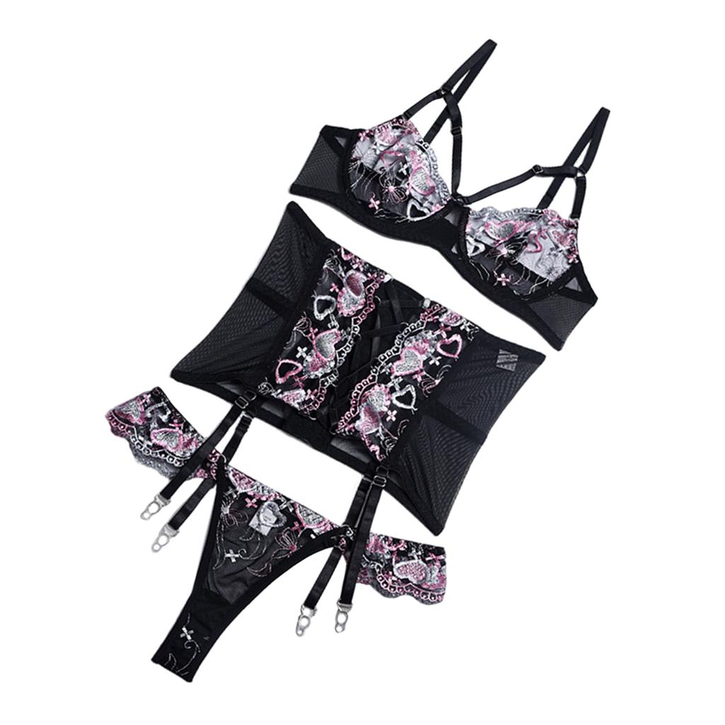 Womens Ladies Lingerie Nightwear Underwear Lace Bra Panties Sleepwear Set