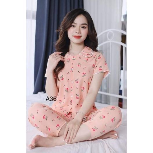 Quần áo mặc nhà cổ sen cao cấp phối lụa đẹp