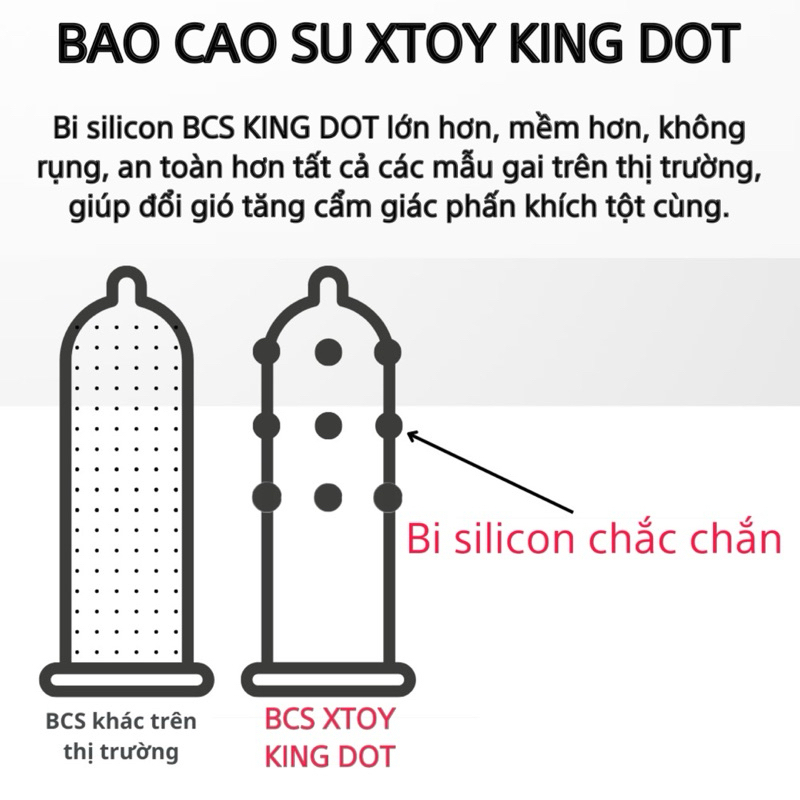 Bao cao su bi XTOY KING DOT 9 bi lớn siêu mỏng nhiều gel bôi trơn, hương chocolate