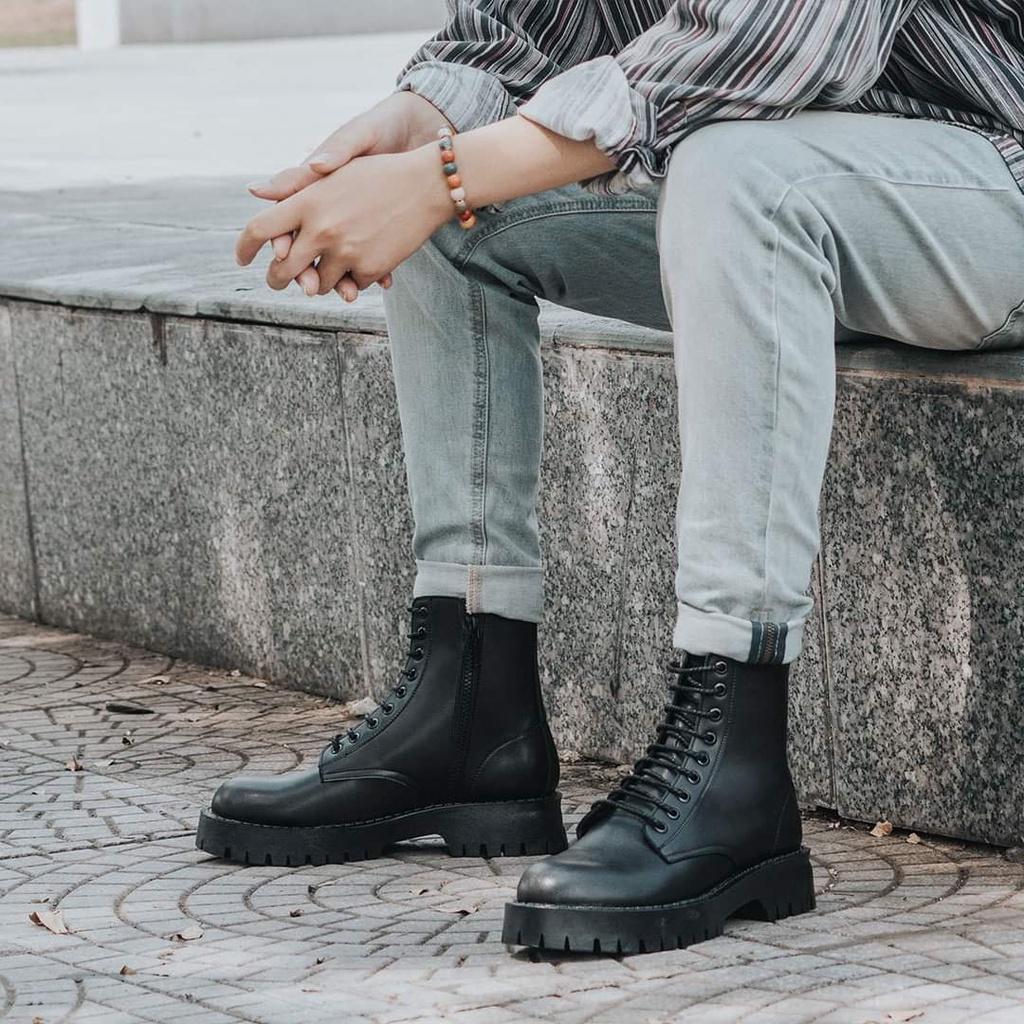 Giày Combat Boots Siêu Chiến Binh Đế Cao Su Đúc Cao 5cm Cực Chiến