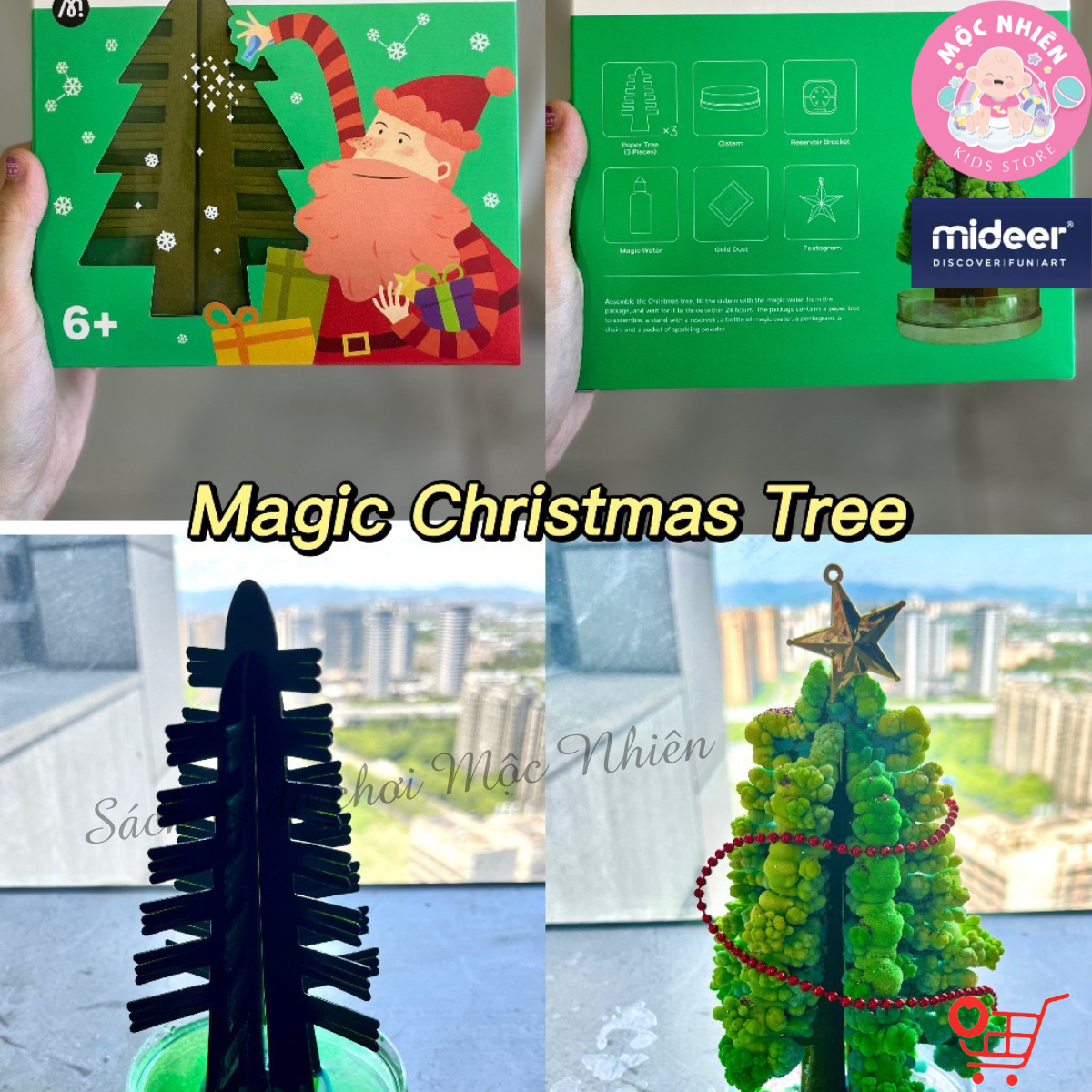 Cây thông Noel Mini để bàn phủ tuyết tự nở thần kỳ - Mideer Magic Christmas Tree - Quà Giáng sinh 2022 cho bé