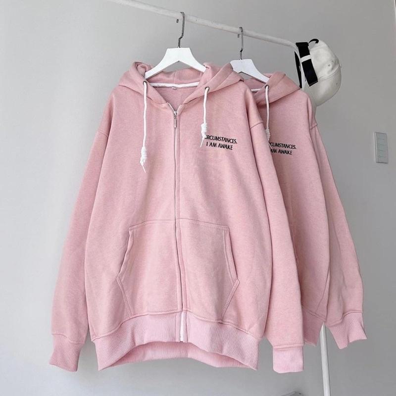 (có sẵn) Áo Khoác dây kéo nỉ bông chữ thêu CIRCUM unisex (nam nữ mặc được)