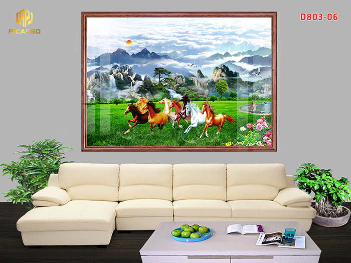 Tranh kính cường lực Bát Mã Phi Nước Đại D803 07