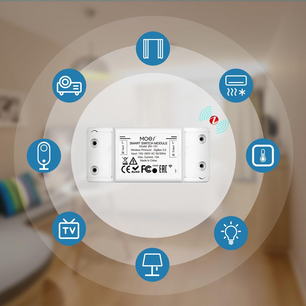 Tuya ZigBee Intelligent Light Switch Module Mini Home Automation DIY Breaker APP Control Voice Control Timing Switch Compatible with Google Assistant and Amazon Alexa