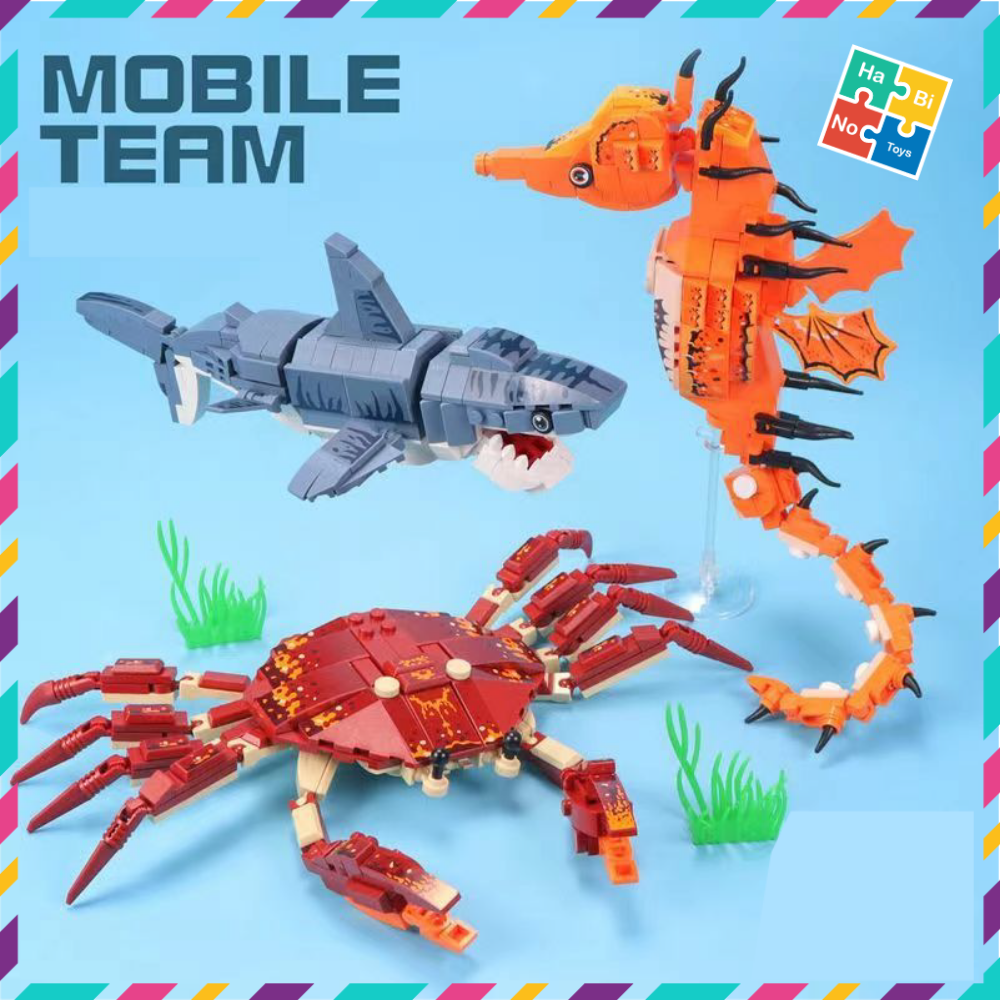 Đồ Chơi Lắp Ráp Con Vật Thú Cưng Cá Mập Voi Cua Nemo Biến Đổi 2 Mô Hình Robot Cho Trẻ Từ 6 Tuổi Panlos