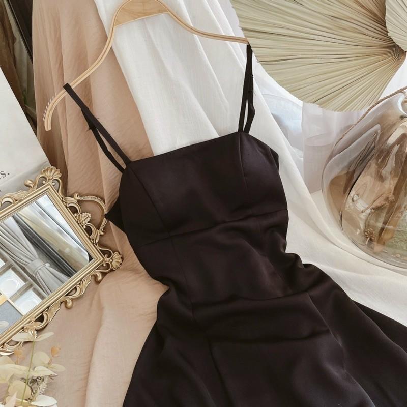 ĐẦM MAXI 2 DÂY ĐEN XOÈ