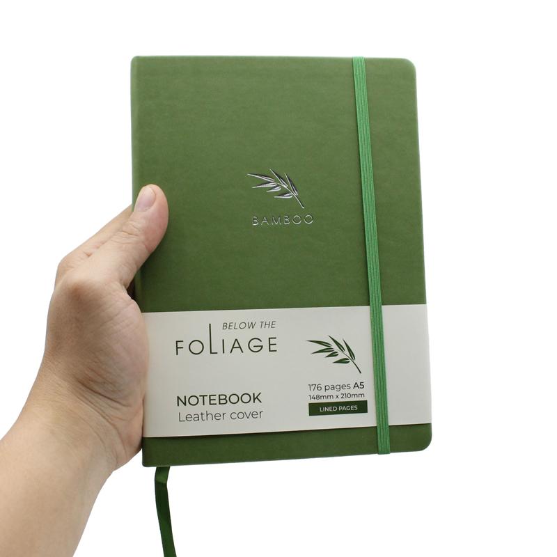 Sổ Bìa Da A5 - Kẻ Ngang 176 Trang 100gsm - Foliage Bamboo - The Sun - Màu Xanh Lá