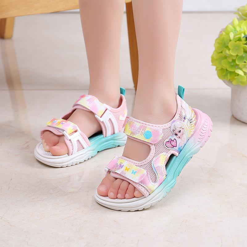 Sandal cho bé gái - giày đi học đi chơi bé gái in hình công chúa Elsa dễ thương màu Hồng size 26-37