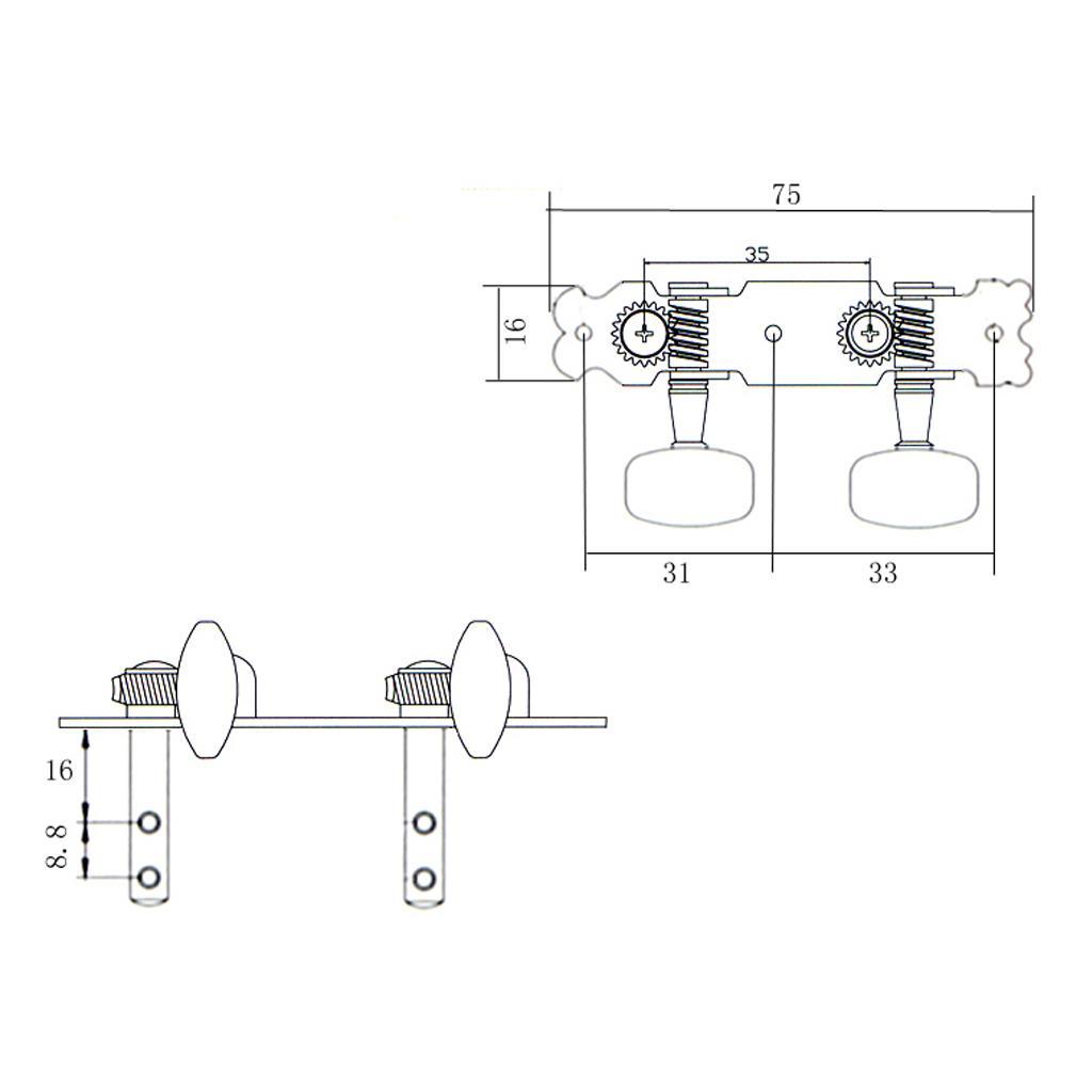 2pcs Ukulele Tuning Pegs Machine Heads for Ukulele Classical Guitar