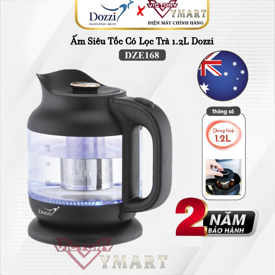 Ấm siêu tốc có lọc trà 1.2lít DZE168 Dozzi (Hàng chính hãng)
