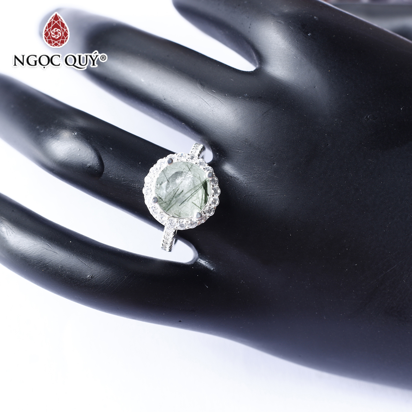 Nhẫn bạc nữ đá thạch anh tóc - Ngọc Quý Gemstones