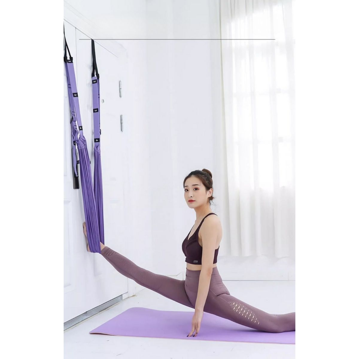 Bộ võng tập Yoga bay gắn tường bổ trợ cho các bài tập Yoga, chất liệu vải dù cao cấp, đầy đủ phụ kiện