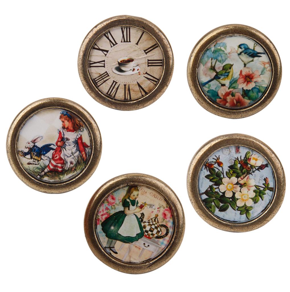 Retro Style Home Furniture Pull Knob Decorative Zinc Alloy 36mm Dia 2 Sets