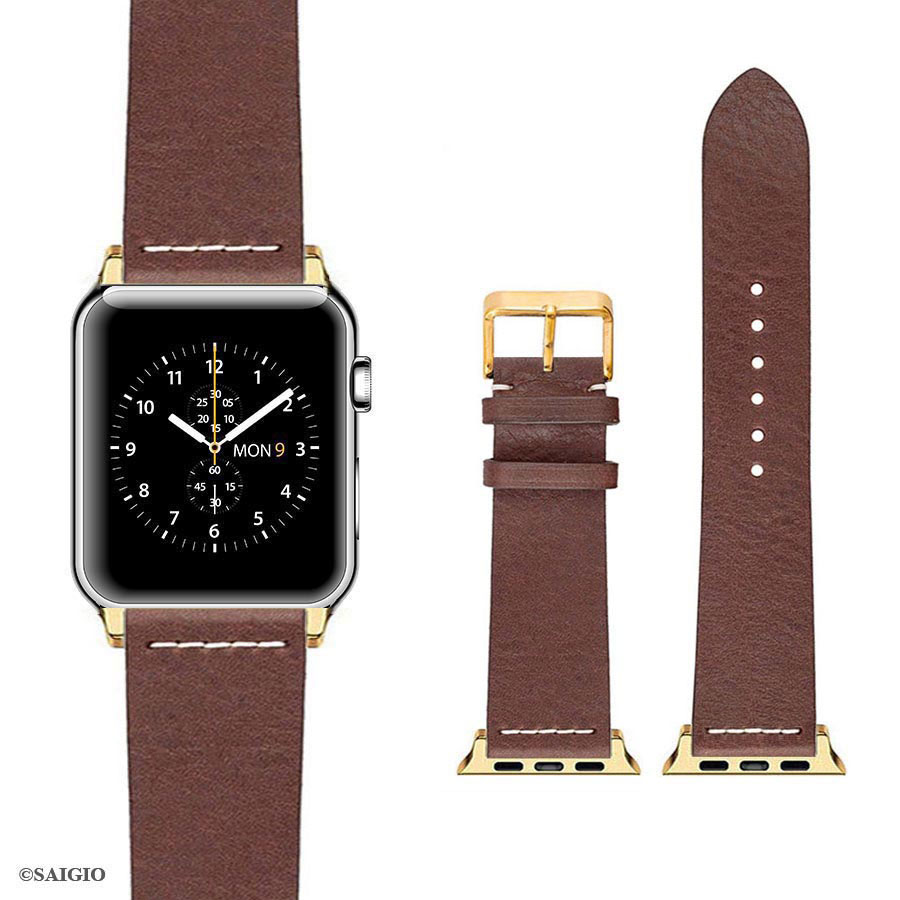 Dây Da Apple Watch 49mm 45mm 44mm 42mm, Chất Liệu Da Bò Cao Cấp, Phong Cách Vintage Thread Hoài Cổ, Đơn Giản Và Tinh Tế, Tương Thích Các Phiên Bản Series Ultra2/Ultra/SE2/SE/9/8/7/6/5/4/3/2/1 - Hàng Chính Hãng SAIGIO