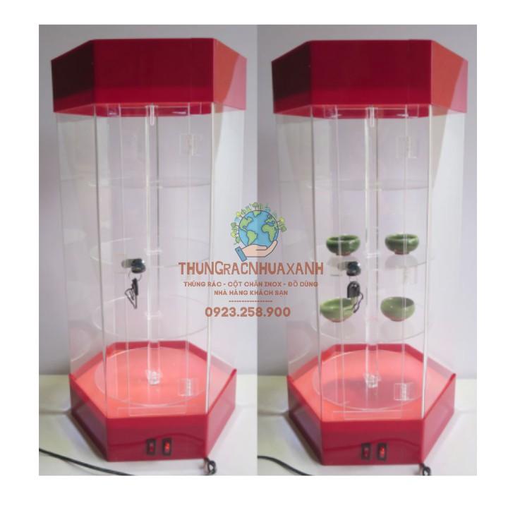 TỦ TRƯNG BÀY XOAY 360 ĐỘ 4 TẦNG