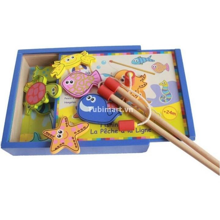 Bộ đồ chơi câu cá nam châm bằng gỗ 32 chi tiết tặng kèm thước đo chiều cao cho bé - Hàng Chất Lượng