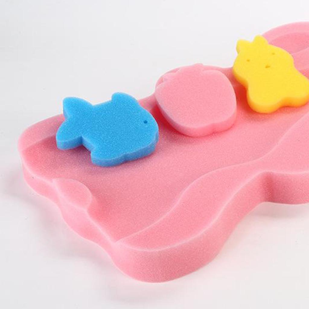3pcs Cute Bath Sponge Infant Bath Cushion Comfy And Skid Proof Bathing Mat