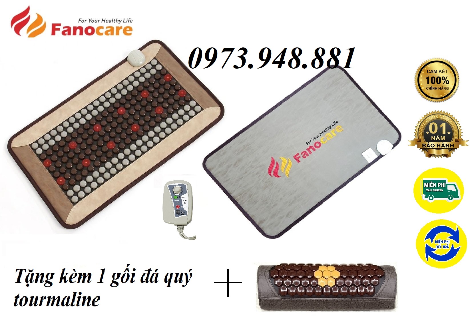 Thảm/Nệm đá nhiệt nóng Fanocare kèm la ze kích thước 50*80cm .