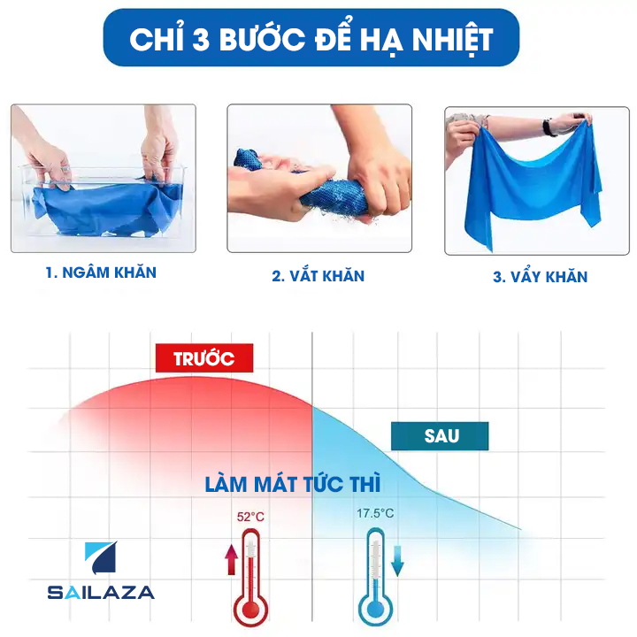 Khăn lạnh, khăn làm mát tập gym, chơi thể thao đa năng cao cấp Sailaza ST- 3001