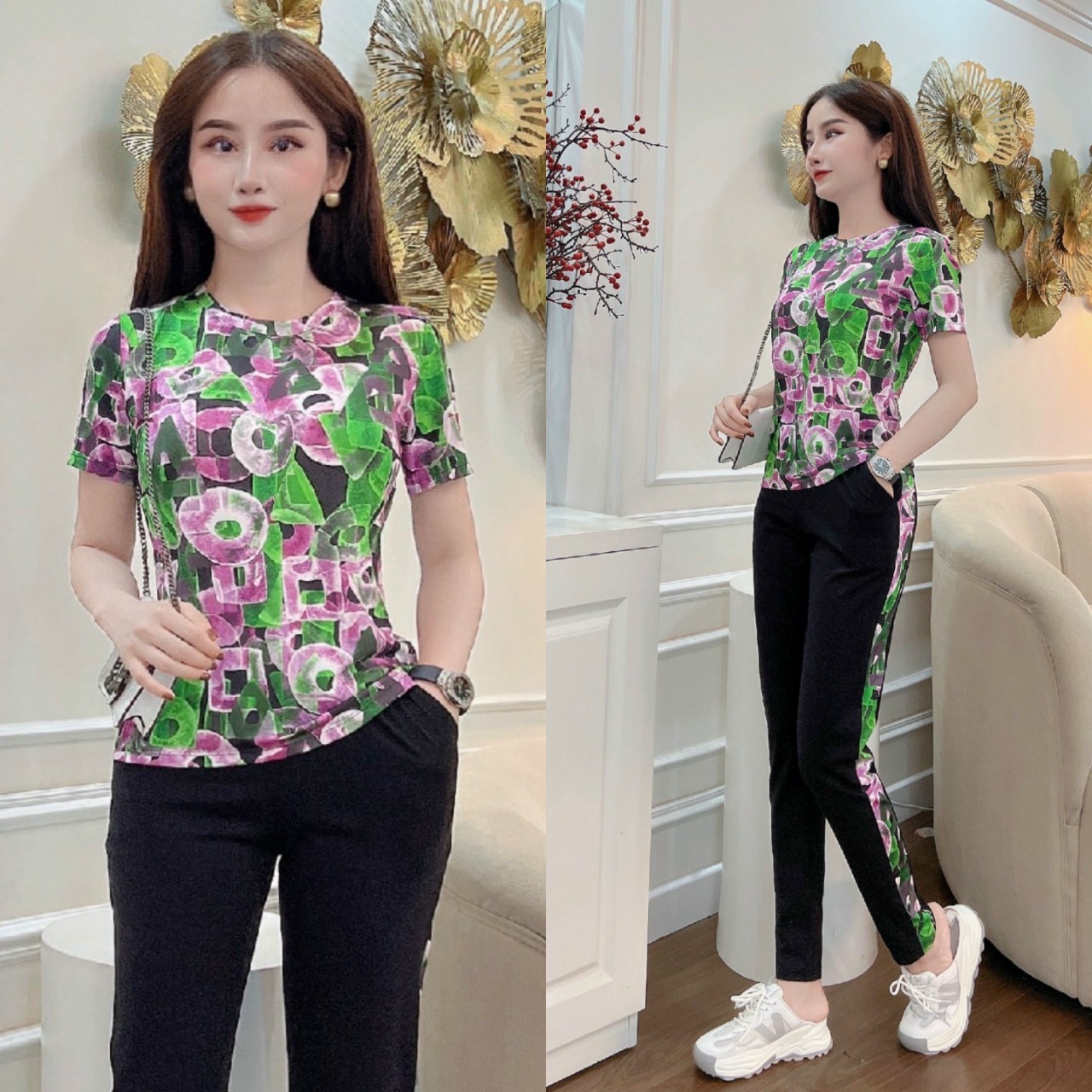 Set Bộ Thời Trang Form Thường Phối Họa Tiết Cực Chất Của Shop ZOZO Đủ Size 40kg Đến 70kg
