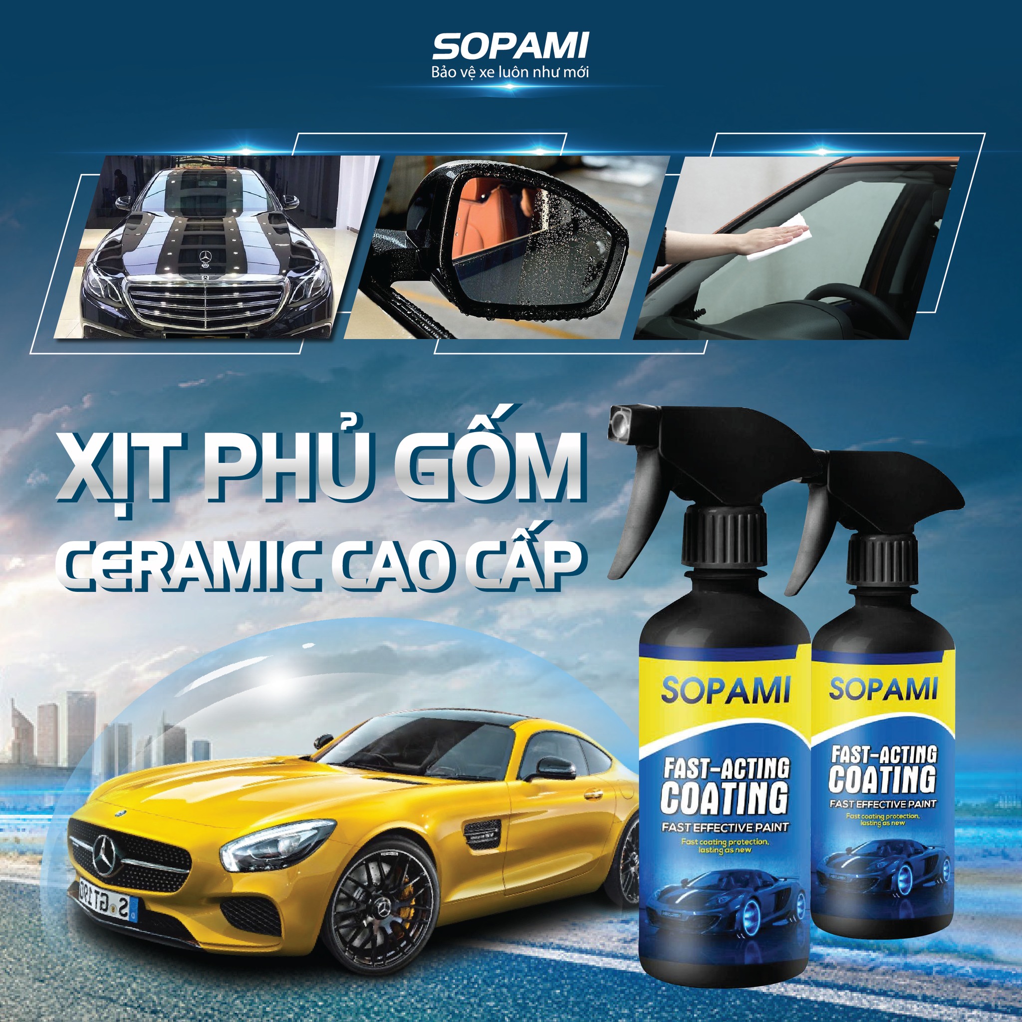Chai Xịt Phủ Gốm Ceramic Ôtô, Xe Máy Cao Cấp, Kèm Vòi Xịt Dung Tích 500ml Giữ Cho Xe Luôn Sáng Bóng Và Sạch Sẽ Dùng Cho Vỏ Xe Và Kính Xe