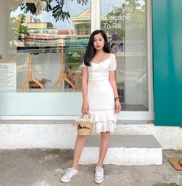 Đầm viền bèo tầng 2 lớp