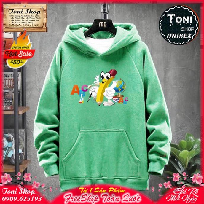 ÁO HOODIE ABC BÚT CHÌ Nỉ Ngoại Cao Cấp - In Pet Siêu Bền Siêu Đẹp (HD6040 - Kèm Ảnh Thật) (TONI SHOP