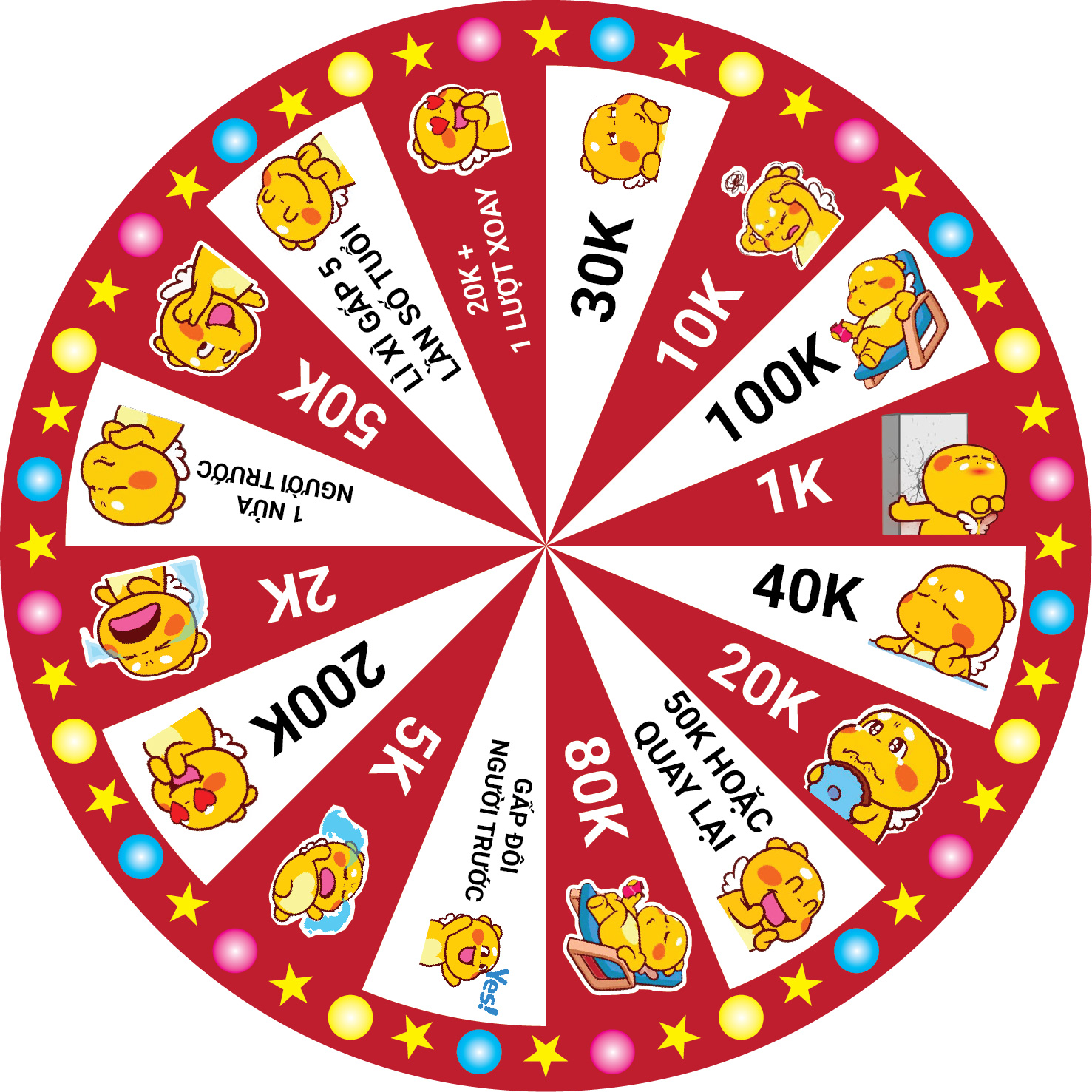 Vòng quay Lucky ( Lì Xì - 16 ô - viền đỏ - Đường kính 25cm x cao 6cm)