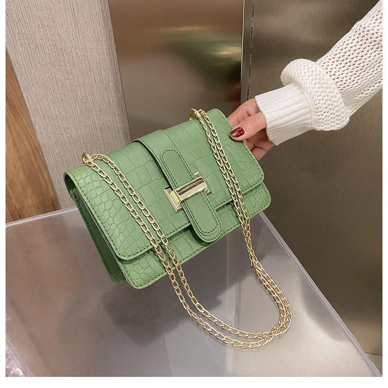 Bag Women's Shoulder Bag Stone Pattern Crossbody Women's Bag Summer New Embossed Small Solid Color Square Bag