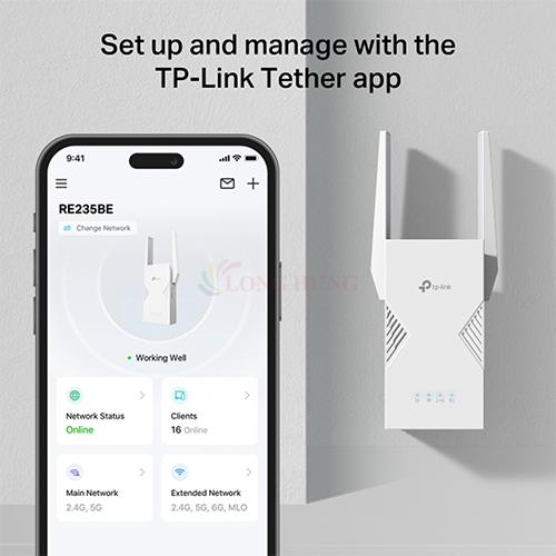 Bộ mở rộng sóng Wifi 7 TP-Link BE3600 Dual-Band Range Extender RE235BE - Hàng chính hãng