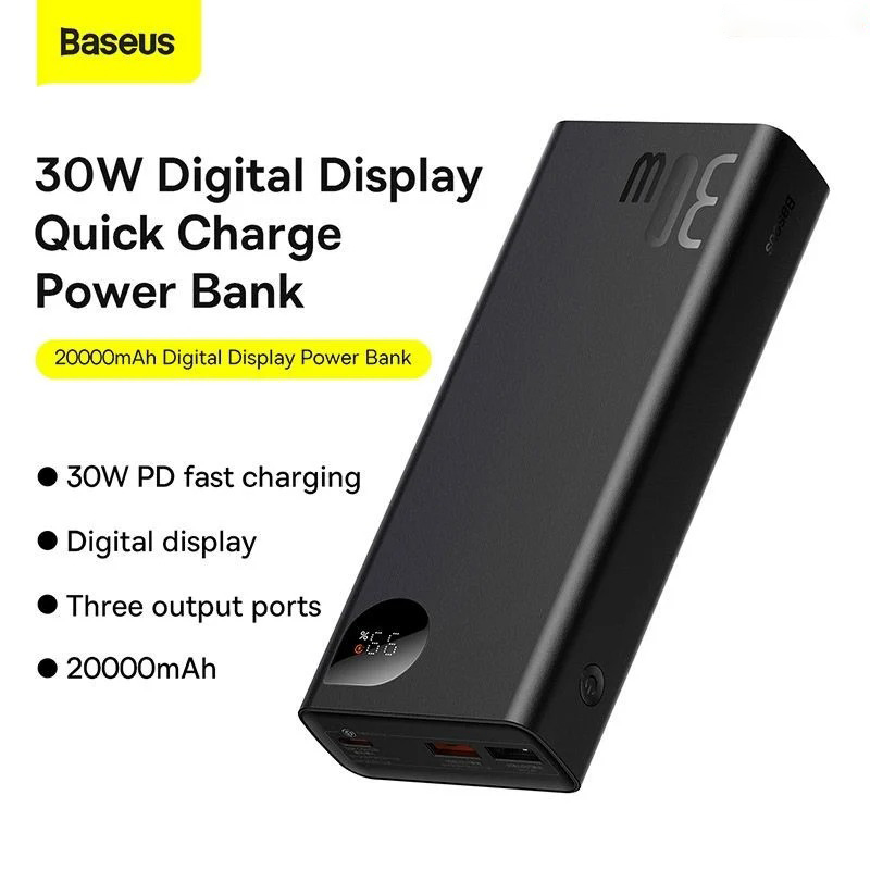 Pin Dự Phòng Sạc Nhanh Baseus Adaman Metal Digital Display 20000mAh 30W ( Kèm Cáp C to C 60W/50cm , PD/ QC Quick Charge Power Bank )-HÀNG CHÍNH HÃNG