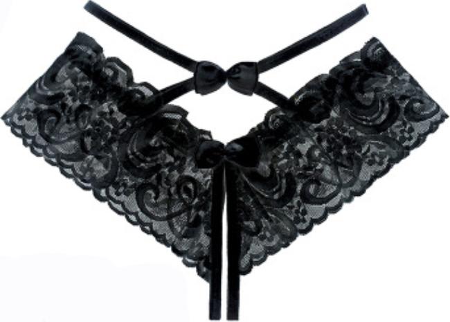 Quần lót nữ cạp chéo đính nơ - đen