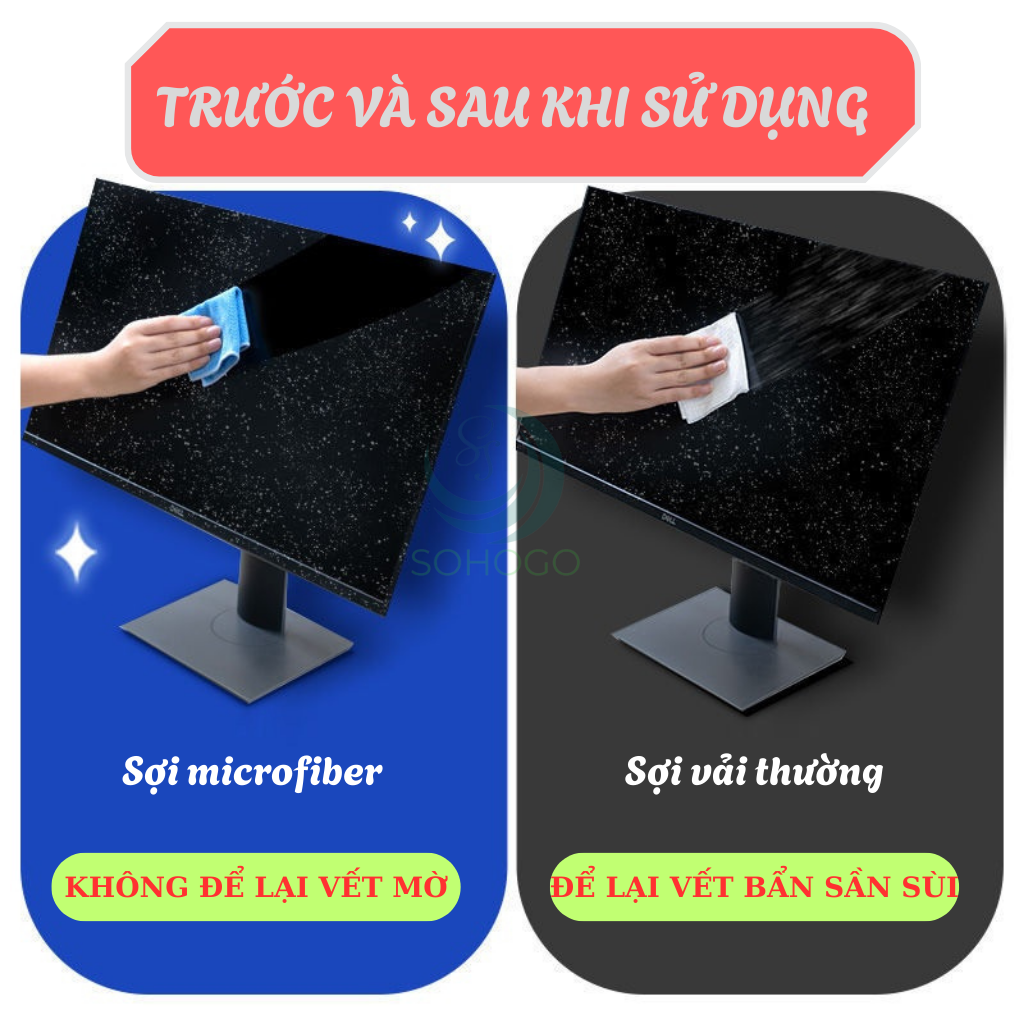 Khăn lau kính chống trầy- Khăn microfiber lau điện thoại 17x20cm- Khăn lau màn hình cao cấp- Khăn lau đa dụng siêu thấm- Khăn lau máy ảnh, kính mắt-Hàng nhập khẩu