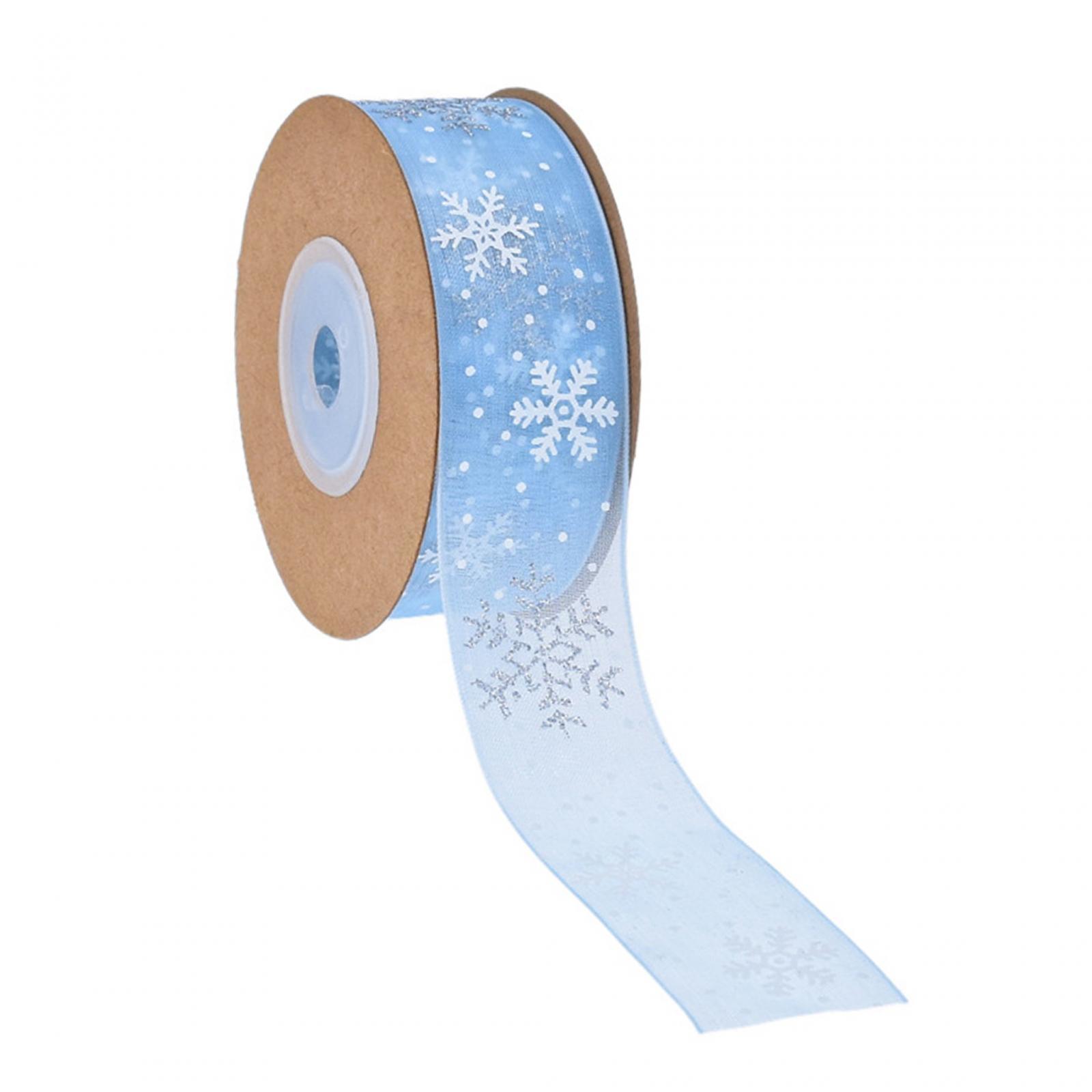 Christmas Tree Ribbon, Snowflake Ribbon Christmas Xmas Tree Decor, Christmas Snowflakes Printed Ribbon for Garlands ,