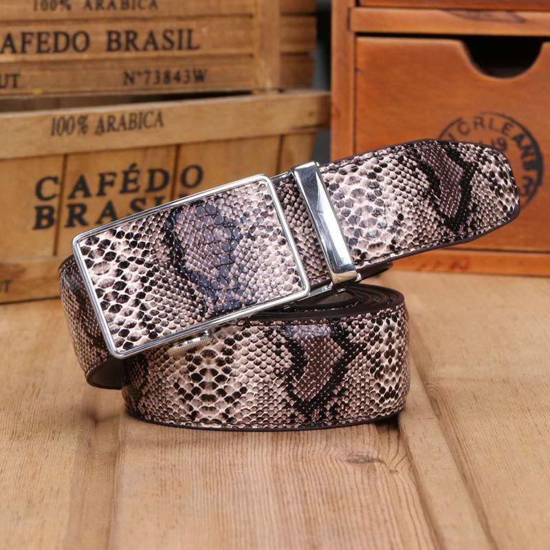 Mới Đến Dây Thắt Lưng Nam Da Rắn Hạt Thắt Lưng Nam Khóa Tự Động Thắt Lưng Nam Cao Cấp Thiết Kế Dây Lưng nam