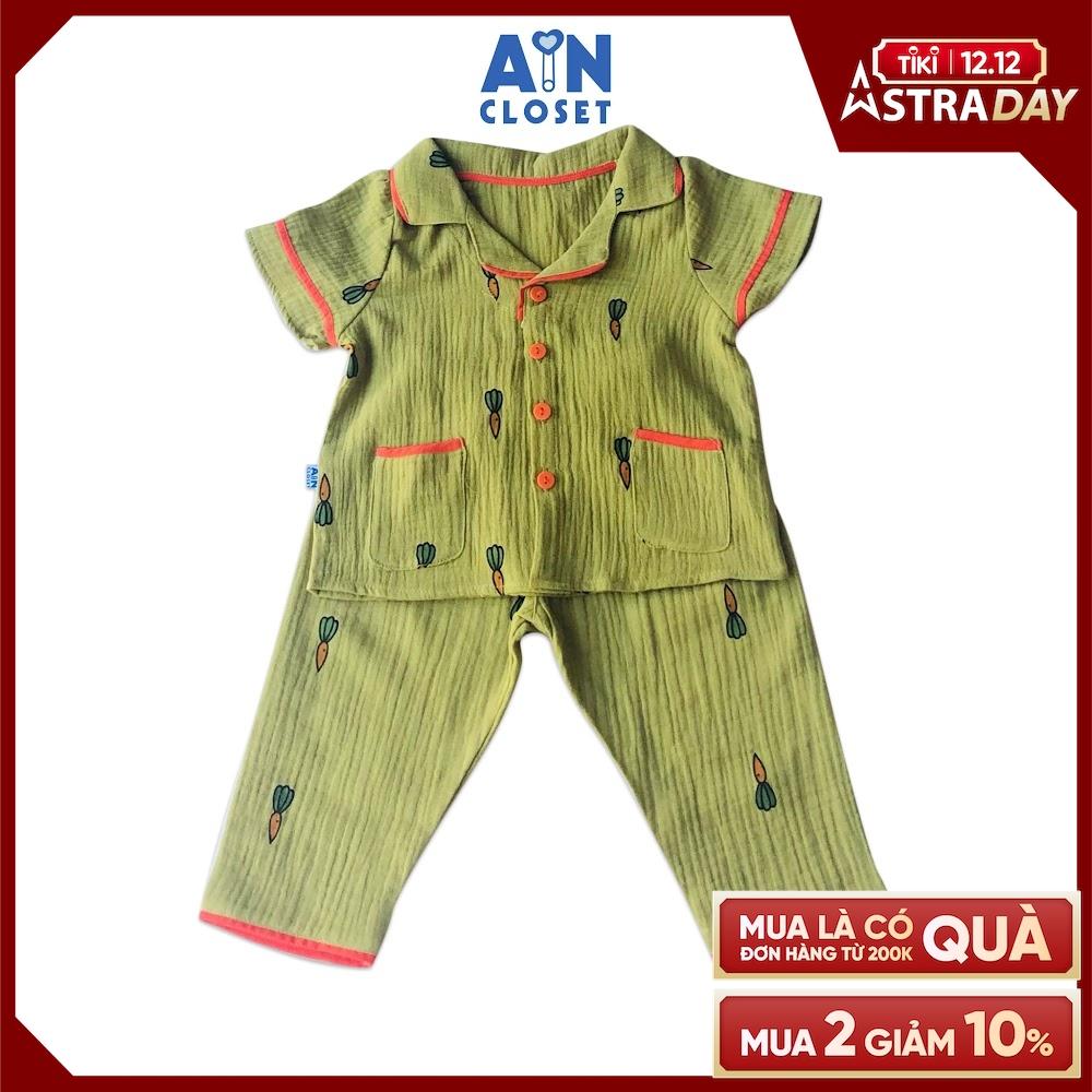 Bộ quần dài áo tay ngắn unisex Carrot nhí xanh xô muslin - AICDBT5M31A9 - AIN Closet