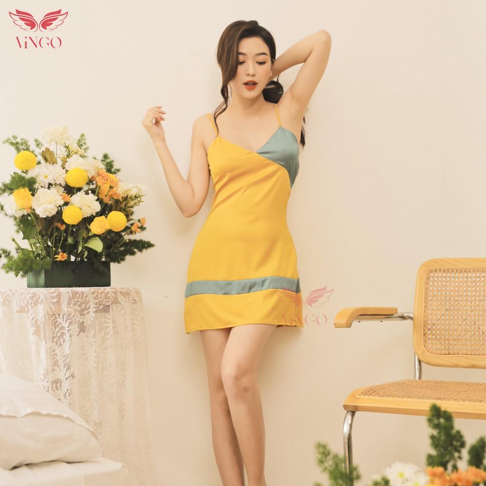 Váy Ngủ Hai Dây Nữ Lụa VINGO  HG Outfit